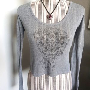 Hollister heather gray knit crop sweater top